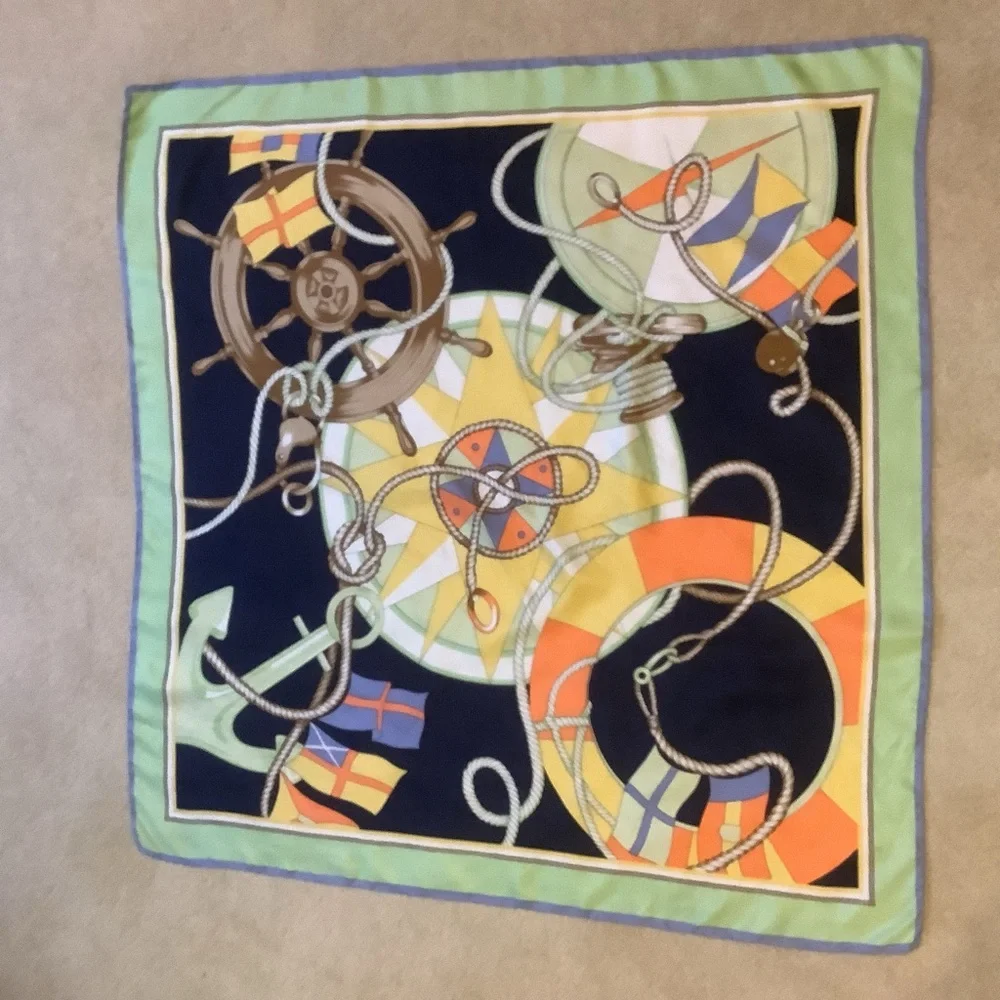 Vintage Talbots Silk Nautical Themed Scarf